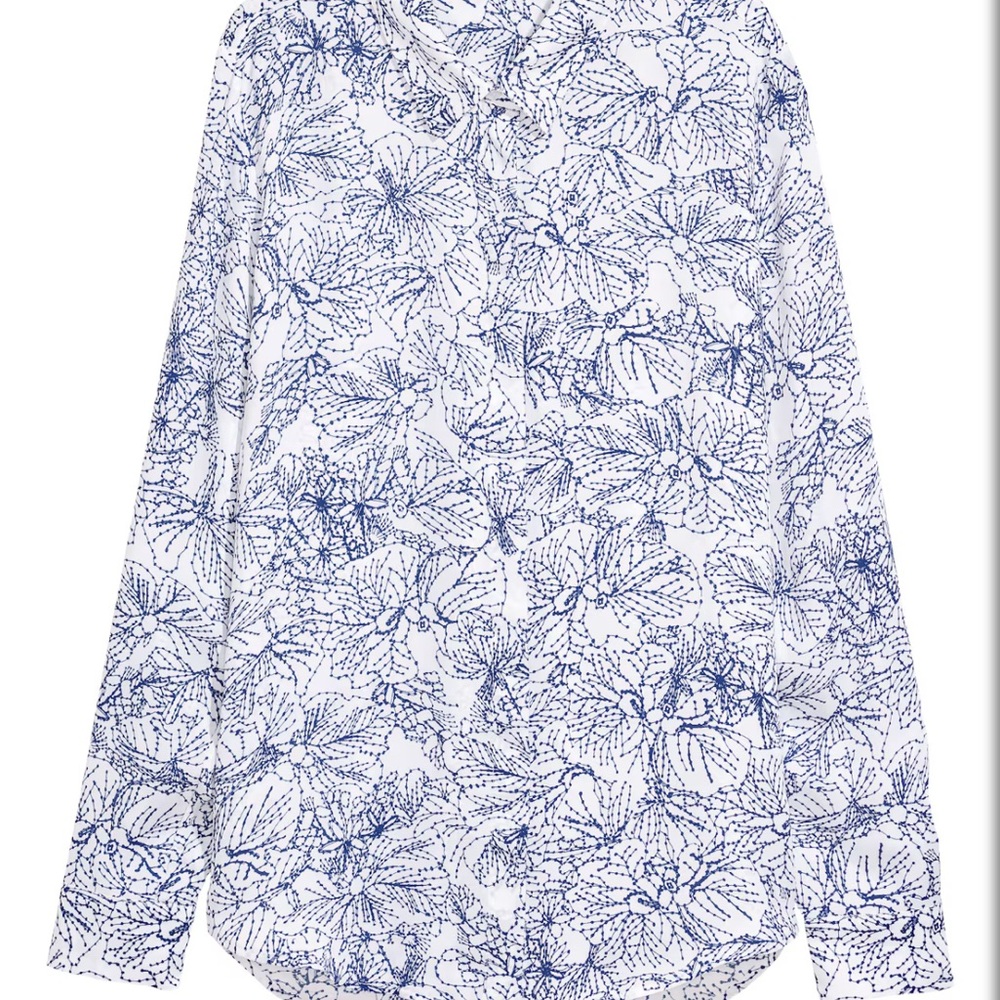 H&M Blue and White Blouse Elegant Top - Picture 5 of 6